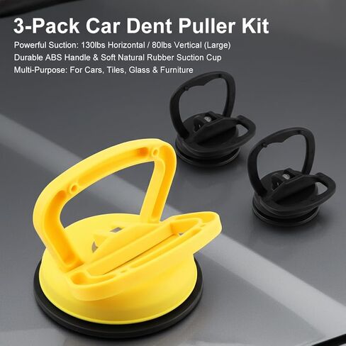3 Pack Car Dent Puller, ABS Removal Suction Cup Dent Puller with Gloves, Powerful Suction Car Repair Remover Tool for Cars, Glass & Furniture in Saudi Arabia