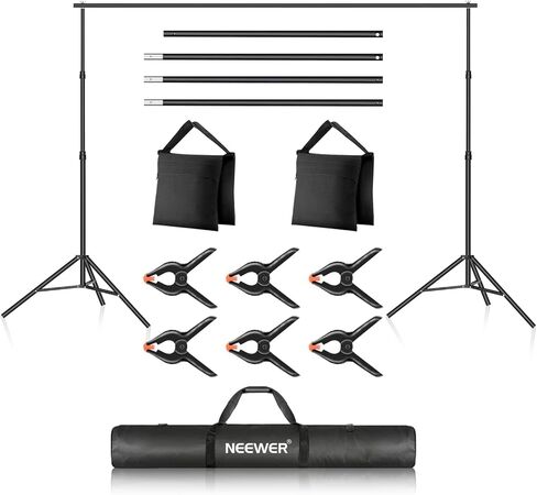 NEEWER 6.8x8.8ft T Shape Backdrop Stand, No Assembly Integrated T Background Holder Stand with 6 Spring Clamps, Sandbag, Carry Bag, Adjustable Tripod Stand for Studio Photo Video Photography, NK005 in Saudi Arabia