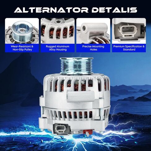 8478 New Alternator V8 6.0L for Ford F250 F350 Super Duty Diesel 2005-2007, 12V CW, 135Amp, IR/IF, Replace for 5C3T-10300-BA, 5C3Z-10346-BA, 6C3T-10300-BA in Kuwait