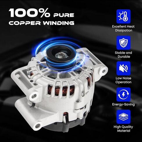 11459 New Alternator 2.4 2.4L for Chevrolet Equinox 2010-2017, for Buick Regal 2012-2017, for GMC Terrain 2010-2017, Replaces 13500315, 13588328, TG12C067 in Kuwait