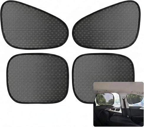 4 PCS Car Window Sun Shades, Static Suction Car Side Windows Sunshade, Front Rear Window Sunshades, Universal Car Accessories for Sun Protection & Privacy (Black) in Saudi Arabia