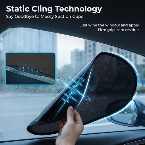4 PCS Car Window Sun Shades, Static Suction Car Side Windows Sunshade, Front Rear Window Sunshades, Universal Car Accessories for Sun Protection & Privacy (Black) in Saudi Arabia