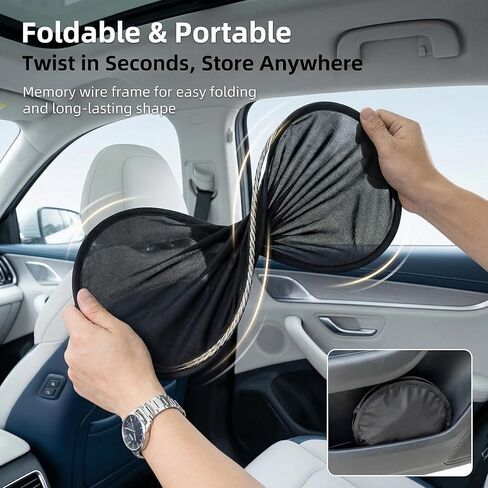 4 PCS Car Window Sun Shades, Static Suction Car Side Windows Sunshade, Front Rear Window Sunshades, Universal Car Accessories for Sun Protection & Privacy (Black) in Saudi Arabia