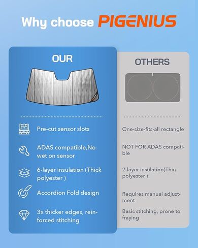 Pigenius Windshield Sun Shade for Cadillac OPTIQ 2025-2026, Reversible Silver/Black in Kuwait