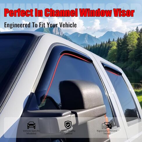 IKON MOTORSPORTS in Channel Window Visors Compatible with 2009-2014 Ford F-150 Crew Cab, Slim Style Acrylic Smoke Rain Guards, Side Window Wind Deflectors 4PCS in Kuwait