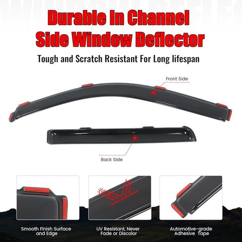 IKON MOTORSPORTS in Channel Window Visors Compatible with 2009-2014 Ford F-150 Crew Cab, Slim Style Acrylic Smoke Rain Guards, Side Window Wind Deflectors 4PCS in Kuwait