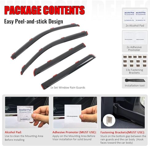 IKON MOTORSPORTS in Channel Window Visors Compatible with 2009-2014 Ford F-150 Crew Cab, Slim Style Acrylic Smoke Rain Guards, Side Window Wind Deflectors 4PCS in Kuwait