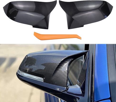 Pair Left and Right Carbon Fiber ABS Side Mirror Cover Caps for BMW 3 Series F20 F22 F23 F30 F31 F32 F33 F36 F87 M2 X1 E84 320i 328i 330i in Kuwait