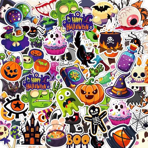 Halloween Party Favors - 100 PCS Pumpkin Bat Spider Stickers,Kids Halloween Games Treats Crafts Gifts Party Supplies Decorations in Saudi Arabia