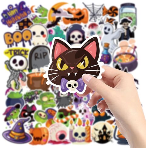 Halloween Party Favors - 100 PCS Pumpkin Bat Spider Stickers,Kids Halloween Games Treats Crafts Gifts Party Supplies Decorations in Saudi Arabia