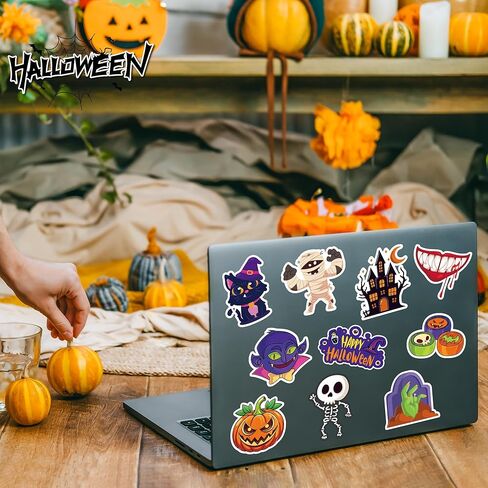 Halloween Party Favors - 100 PCS Pumpkin Bat Spider Stickers,Kids Halloween Games Treats Crafts Gifts Party Supplies Decorations in Saudi Arabia