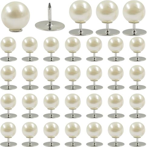 Litoexpe 30 Sets Pearl Buttons No Sew Buttons, Reusable Pearl Brooch Pins Fixed Pins No Tool Removable for Clothes in Kuwait