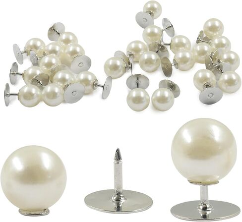 Litoexpe 30 Sets Pearl Buttons No Sew Buttons, Reusable Pearl Brooch Pins Fixed Pins No Tool Removable for Clothes in Kuwait