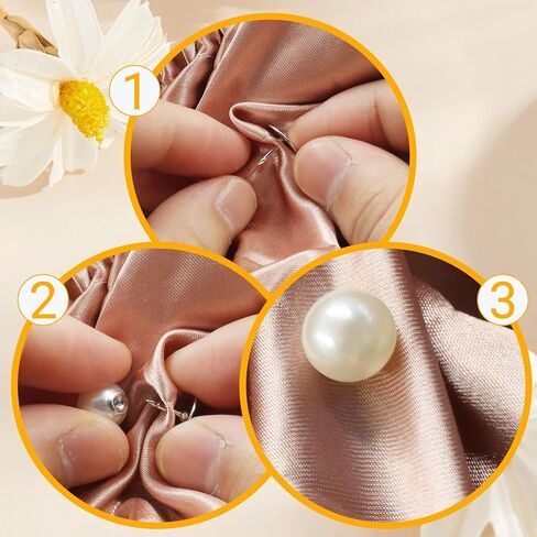 Litoexpe 30 Sets Pearl Buttons No Sew Buttons, Reusable Pearl Brooch Pins Fixed Pins No Tool Removable for Clothes in Kuwait