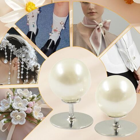 Litoexpe 30 Sets Pearl Buttons No Sew Buttons, Reusable Pearl Brooch Pins Fixed Pins No Tool Removable for Clothes in Kuwait