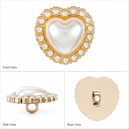 30 Pcs Faux Pearl Button, Heart Shaped White Vintage Pearl Embellishments, 25mm Flatback Decorative Buttons for Sewing, Clothing, Wedding and DIY Crafts in Saudi Arabia