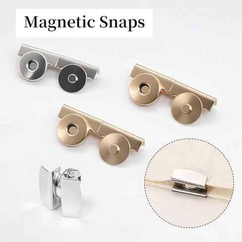 Eikovia 18Sets Magnetic Snaps, No-Sew Closure Magnetic Buttons for Bags Purses Totes Clothes Leather Craft (Dark Gray, Gold, Silver) in Saudi Arabia