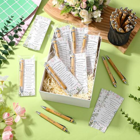 Spakon 72 Sets Wildflower Wedding Favors for Guests Bamboo Pens with Thank You Cards Clear Gift Bags Bridal Shower Gifts for Guest Souvenirs in Kuwait