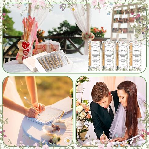 Spakon 72 Sets Wildflower Wedding Favors for Guests Bamboo Pens with Thank You Cards Clear Gift Bags Bridal Shower Gifts for Guest Souvenirs in Kuwait