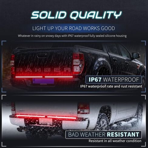 60 Inch LED Tailgate Light Bar, PC Uniform Glow Strip with Sequential Amber Turn Signal, Brake Reverse Running Lights, Fits F-150/F-250/F-350 Ram 1500/2500/3500, 2005-2021 Silverado/Sierra in Saudi Arabia