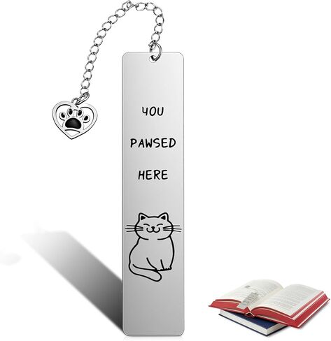 Nogeqi Cute Cat Bookmark, Stainless Steel Kitten Book Marks for Reading Women, Metal Bookmark Bookish Gift for Cat Lovers, Funny Animal Book Marker Cats Gifts for Reading Lovers Women in Kuwait