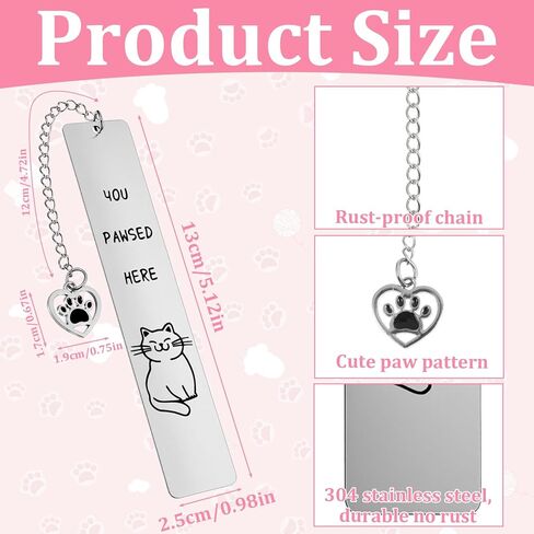 Nogeqi Cute Cat Bookmark, Stainless Steel Kitten Book Marks for Reading Women, Metal Bookmark Bookish Gift for Cat Lovers, Funny Animal Book Marker Cats Gifts for Reading Lovers Women in Kuwait