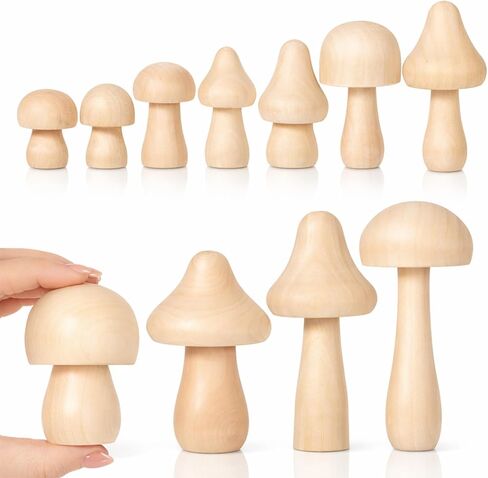 40 Pcs Big Sizes Unfinished Wooden Mushroom, Natural Plain Unpainted Wooden Mini Mushroom Figurines, Wood Mushrooms, Unpainted Art Project Crafting and Fairy Themed Spring Summer Decor in Kuwait