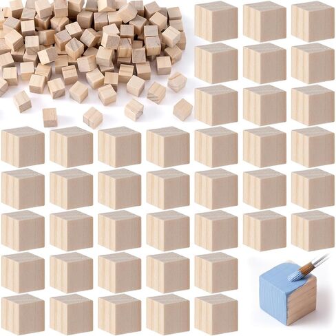 PAGOW 60pcs 1/2 Inch Unfinished Wooden Cubes, Natural Pine Wood Blocks for Crafts, Small Blank Solid Wood Squares for Building, STEM, DIY, Model Making in Kuwait