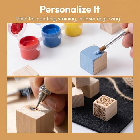 PAGOW 60pcs 1/2 Inch Unfinished Wooden Cubes, Natural Pine Wood Blocks for Crafts, Small Blank Solid Wood Squares for Building, STEM, DIY, Model Making in Kuwait