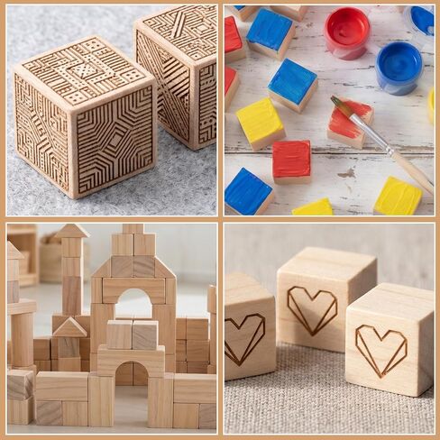 PAGOW 60pcs 1/2 Inch Unfinished Wooden Cubes, Natural Pine Wood Blocks for Crafts, Small Blank Solid Wood Squares for Building, STEM, DIY, Model Making in Kuwait