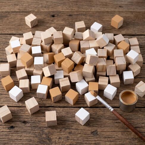 PAGOW 60pcs 1/2 Inch Unfinished Wooden Cubes, Natural Pine Wood Blocks for Crafts, Small Blank Solid Wood Squares for Building, STEM, DIY, Model Making in Kuwait