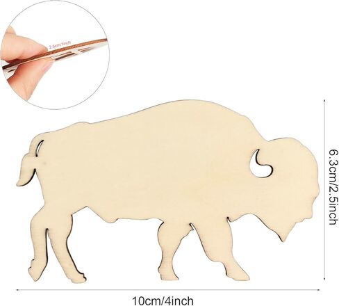 30 Pack 4 Inch Wood Buffalo Bison Cutouts Unfinished Wood Buffalo Bison Crafts Wooden Hanging Ornaments DIY Craft Gift Tags for Home Party Decoration in Kuwait