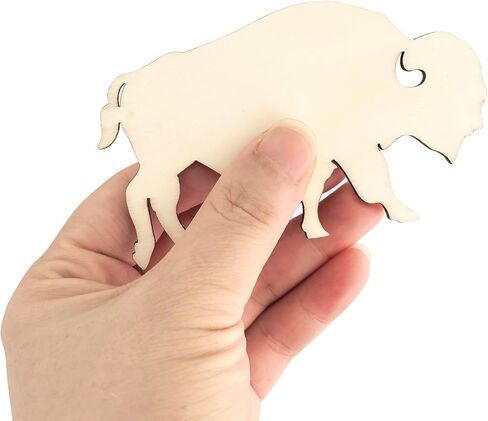 30 Pack 4 Inch Wood Buffalo Bison Cutouts Unfinished Wood Buffalo Bison Crafts Wooden Hanging Ornaments DIY Craft Gift Tags for Home Party Decoration in Kuwait