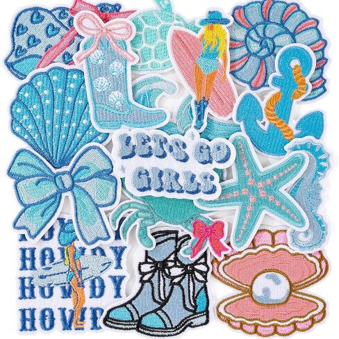 30PCS Sea Animal Iron On Patches Cute Ocean Coastal Shark Starfish Dolphin Turtle Coral Sealife Embroidered Appliques for Kids Jackets Backpacks Jeans Trucker Hat Dress DIY Crafts Decoration in Saudi Arabia