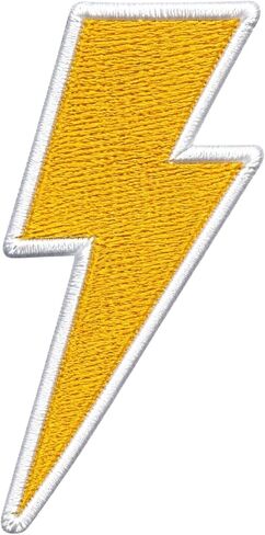 رقعة Lightning Bolt بالكي - رقعة مطرزة بالرعد الكهربائي للسترات وحقائب الظهر والقبعات - إكسسوار ملابس مزخرف بنمط Rock Punk DIY، رقعة رمز فلاش (أصفر) in Kuwait