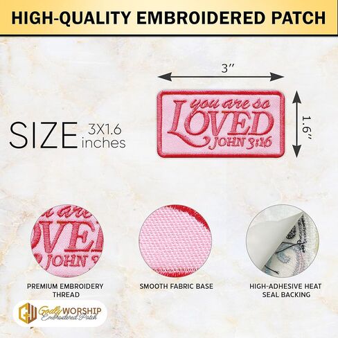 You are So Loved Embroidered Patch Christian Bible Verse Fabric Embroidery Patches Religious Jesus God Faith Scripture Iron On Sew On Patches for Clothes Jeans Hats Gifts for Adults Kids 3x1.6 Inches in Kuwait
