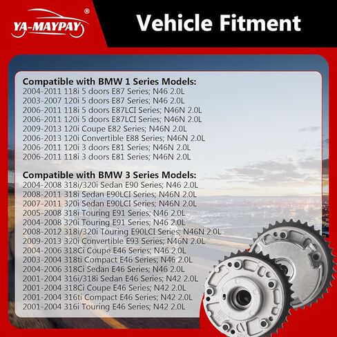 Intake and Exhaust Variable Valve Timing (VVT) Sprocket Gear Camshaft Adjuster Compatible with 01-13 BMW Z4,318i,320i,318Ci,318ti,316i,316ti,520i,X3,X1,118i,120i,11361707315 11367500032 in Kuwait