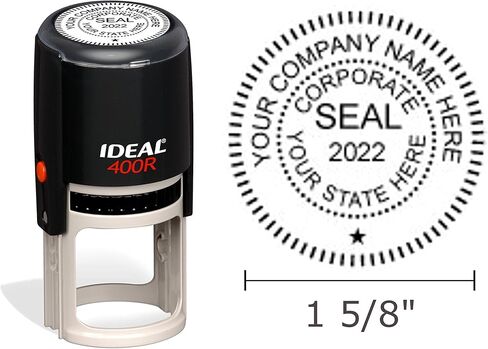 Corporate Seal Stamp, Ideal 400R, Round 1-5/8" Impression, Black Body in Kuwait