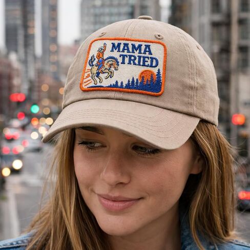 Mama Tried Patch - Vintage Cowboy Patch - Western Patches - Iron On or Sew On Embroidery Patches for Backpacks, Gift, DIY Applique Accessories, Trucker Hats, Clothes Size: 3,5x2 inch in Saudi Arabia
