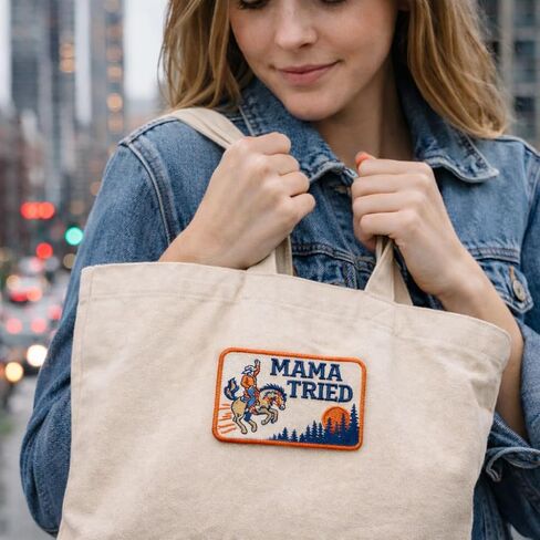 Mama Tried Patch - Vintage Cowboy Patch - Western Patches - Iron On or Sew On Embroidery Patches for Backpacks, Gift, DIY Applique Accessories, Trucker Hats, Clothes Size: 3,5x2 inch in Saudi Arabia