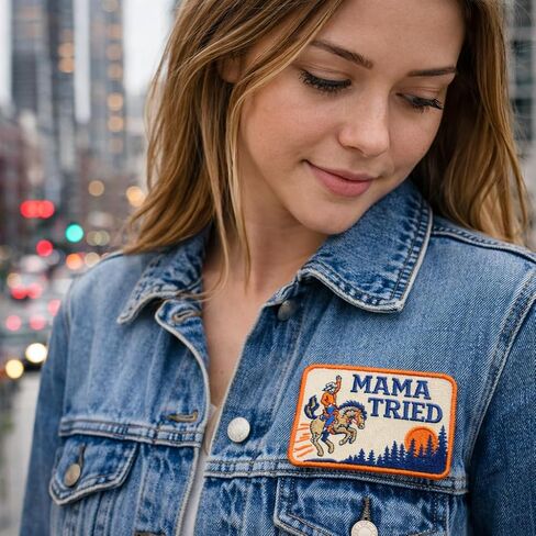 Mama Tried Patch - Vintage Cowboy Patch - Western Patches - Iron On or Sew On Embroidery Patches for Backpacks, Gift, DIY Applique Accessories, Trucker Hats, Clothes Size: 3,5x2 inch in Saudi Arabia