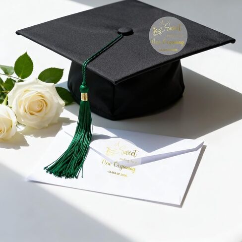120Pcs Graduation Stickers Class of 2026, 1.6" Gold Foil Sweet Ending to New Beginning Graduation Stickers, Transparent Graduation Envelope Seals for Congrats Grad Label Grad Party Favors in Saudi Arabia