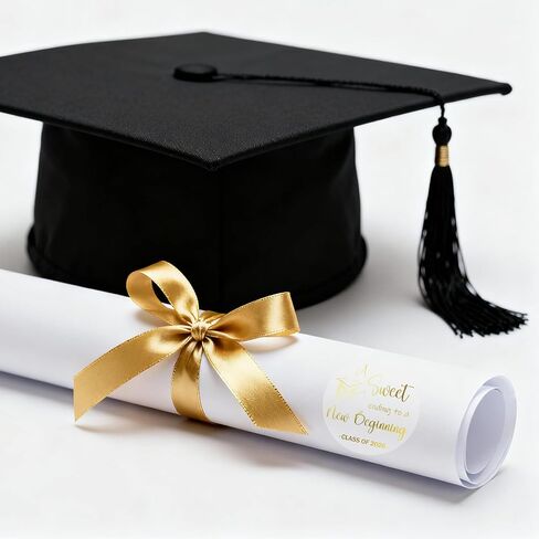 120Pcs Graduation Stickers Class of 2026, 1.6" Gold Foil Sweet Ending to New Beginning Graduation Stickers, Transparent Graduation Envelope Seals for Congrats Grad Label Grad Party Favors in Saudi Arabia