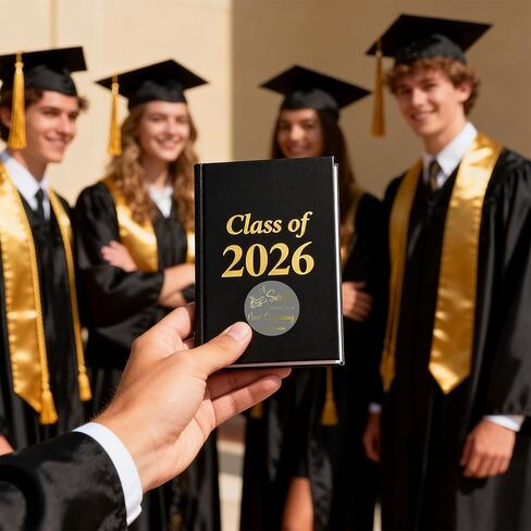 120Pcs Graduation Stickers Class of 2026, 1.6" Gold Foil Sweet Ending to New Beginning Graduation Stickers, Transparent Graduation Envelope Seals for Congrats Grad Label Grad Party Favors in Saudi Arabia