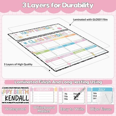 Jisfigtrh Composition Notebook Happy Birthday Chart Poster Set Composition Classroom Birthday Chart Writable Bulletin Board Decoration for Teachers Students Elementary School Chalkboard Decor in Saudi Arabia