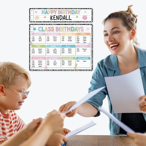 Jisfigtrh Composition Notebook Happy Birthday Chart Poster Set Composition Classroom Birthday Chart Writable Bulletin Board Decoration for Teachers Students Elementary School Chalkboard Decor in Saudi Arabia