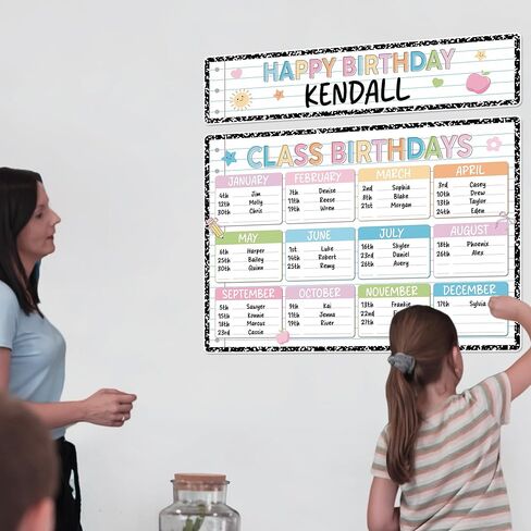 Jisfigtrh Composition Notebook Happy Birthday Chart Poster Set Composition Classroom Birthday Chart Writable Bulletin Board Decoration for Teachers Students Elementary School Chalkboard Decor in Saudi Arabia