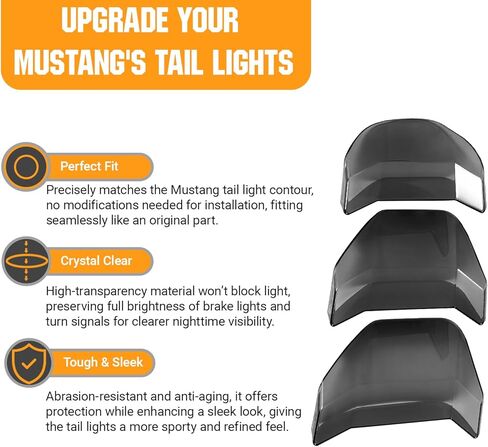 High Transparency Smoked Black Tail Light Covers 6PCS - ABS & PC Resin Tail Light Protector Guard Trim Compatible with Ford Mustang GT Shelby GT350 GT500 EcoBoost Bullitt 2018-2023 in Saudi Arabia