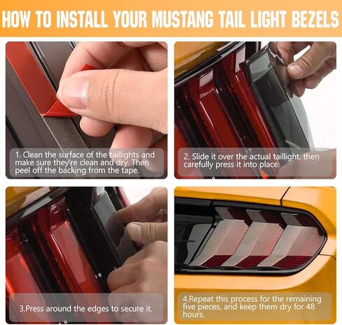 High Transparency Smoked Black Tail Light Covers 6PCS - ABS & PC Resin Tail Light Protector Guard Trim Compatible with Ford Mustang GT Shelby GT350 GT500 EcoBoost Bullitt 2018-2023 in Saudi Arabia