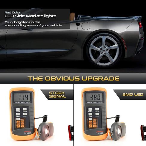 VIPMOTOZ Red LED Strip Side Marker Light Rear Fender Parking Lamp Replacement For 2014-2019 Chevy Corvette C7, Black Housing, Smoked Lens, Driver & Passenger Side 2-Piece Set in Kuwait
